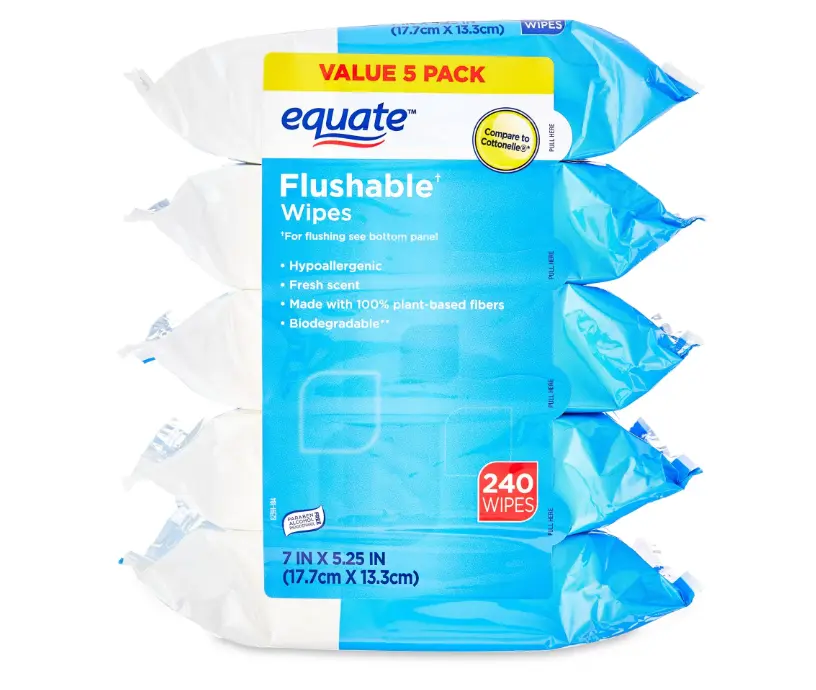 Equate Fresh Scent Flushable Wipes, 5 Resealable Packs (240 Total Wipes)