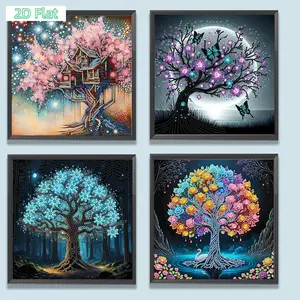 2D Flat 4pcs Partial Drill Special Shaped Rhinestones DIY 5D Diamond Art Painting Kits 30x30cm Diamond Painting Kits Crystal Rhinestone Paintings for Home Wall Decor