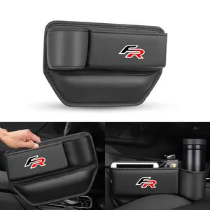 Leather Car Seat Gap Organizer, Multifunction Console Crevice Filler, Side Storage Box with Cup Holder, Car Interior Accessories