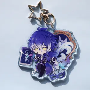 Genshin Impact Flins Acrylic Keychain Backpack Charm, Cute Chibi Figure, Star Hook Anime Fan Art Gift Collectible