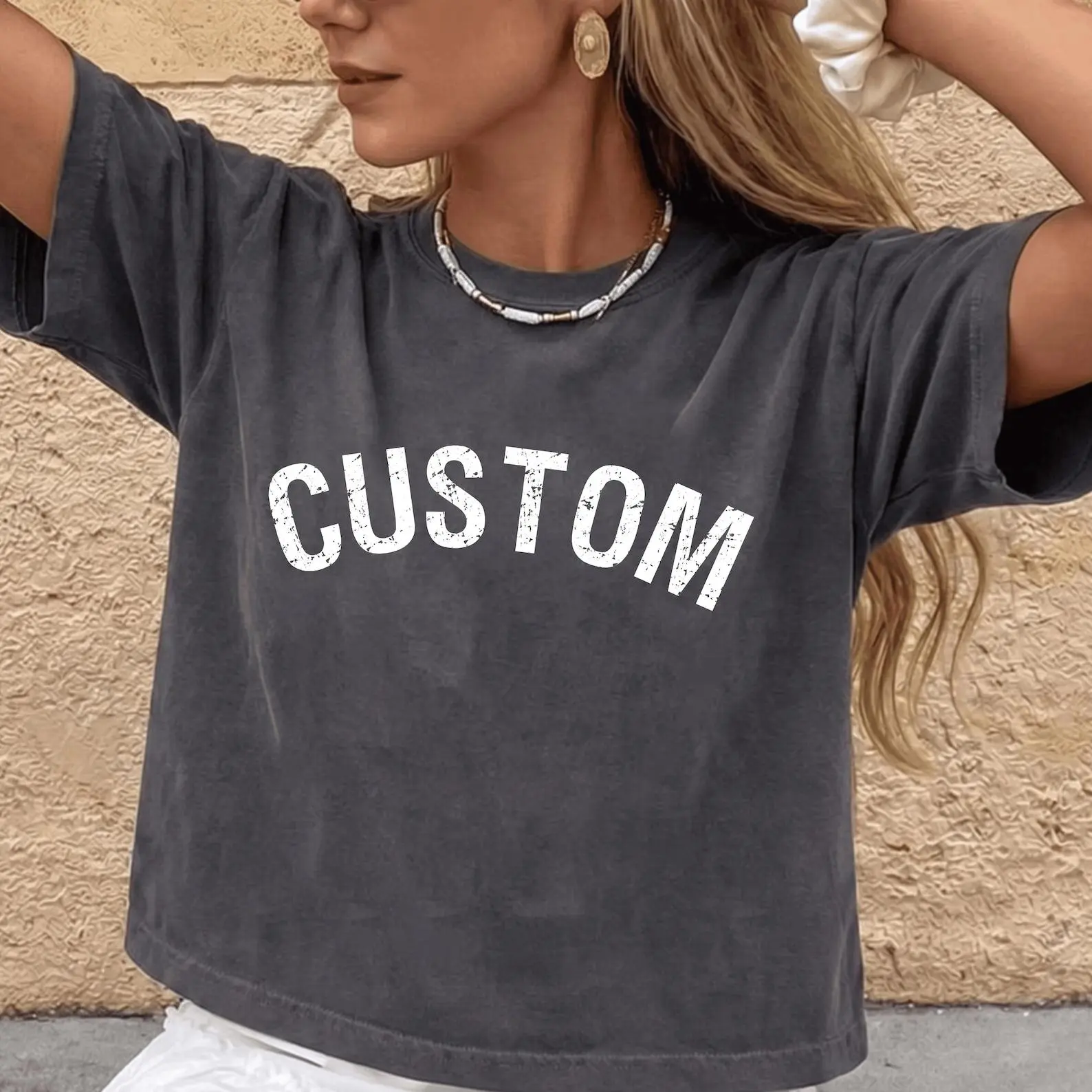 Custom Comfort Colors® Boxy Tee for Women, Custom Photo Garment Dyed Cropped Shirt Custom Text Graphic Shirt Gift for Her