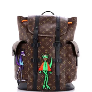 Pre-owned Louis Vuitton Canvas Coated Backpacks Christopher Backpack Monogram Canvas with LV Friends Patch PM by Rebag