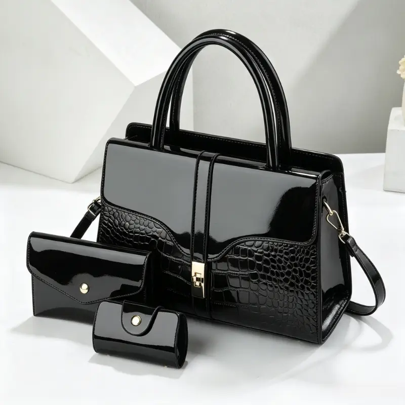 Women's 3-Piece Premium Handbag Set - Bucket, Top-Handle, Crossbody Styles, Soft Material, All-Season Everyday Use