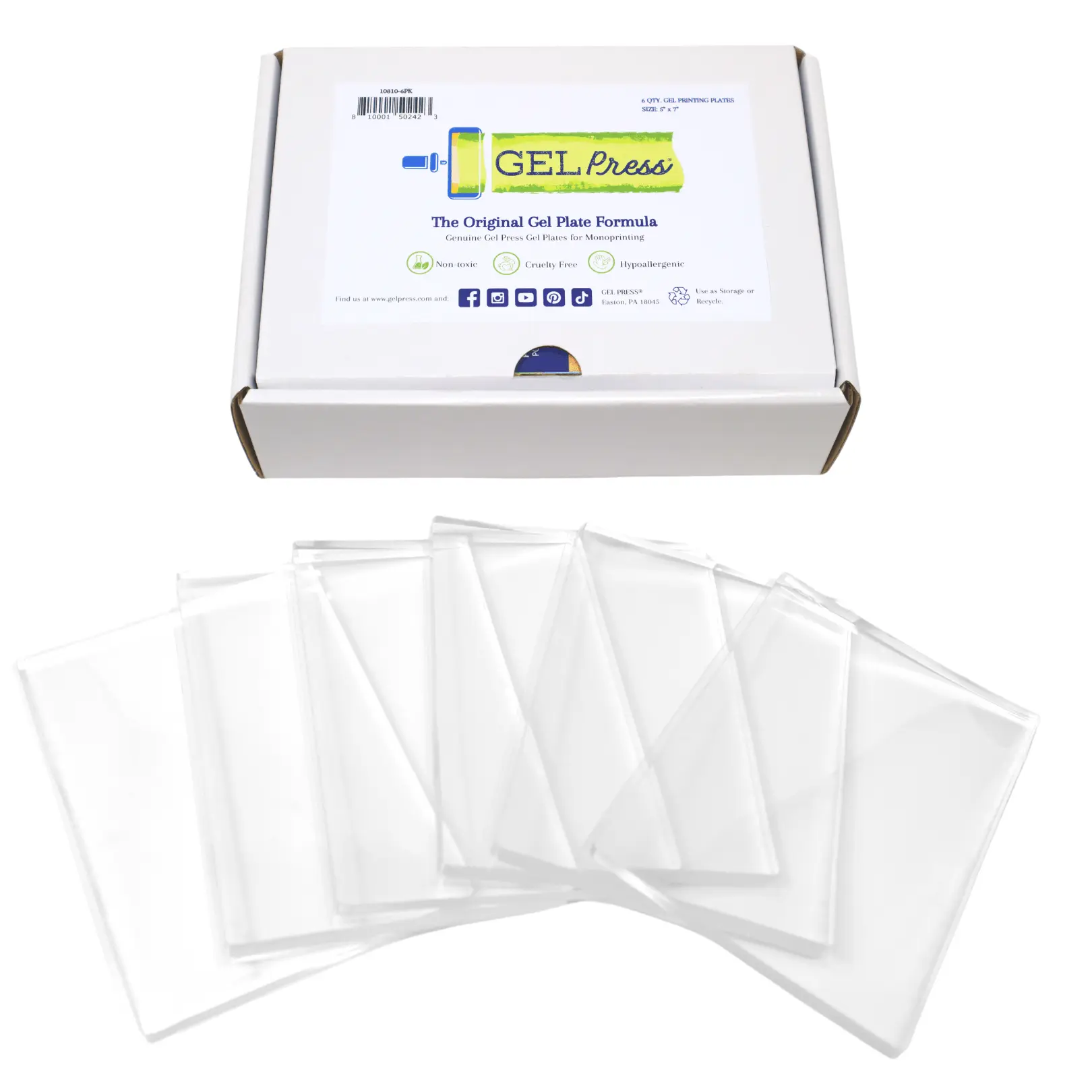 GEL Press 5 x 7 Gel Printing Plate - 6 Pack for Monoprinting Classroom Art Projects & Craft Workshops