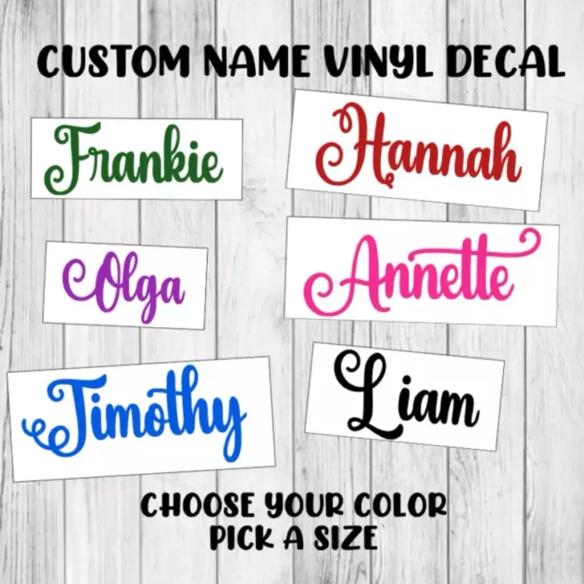 Custom Name Decal | Personalized Cursive Lettering Sticker | Organiser, Bottles, Cups, Canister, Tin, Laptop, Luggage, Car, Truck, Window, Wall vinyl