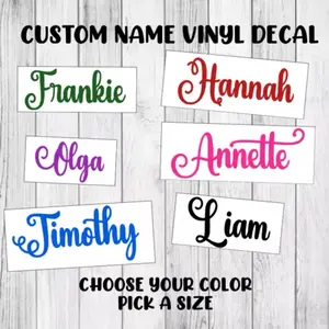 Custom Name Decal | Personalized Cursive Lettering Sticker | Organiser, Bottles, Cups, Canister, Tin, Laptop, Luggage, Car, Truck, Window, Wall vinyl