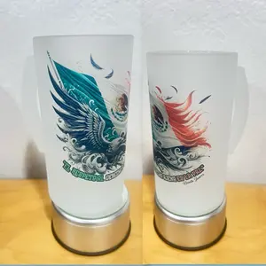Águila/Bandera Glass Beer Mug Tarro Cervecero 16oz GlassBeer Mug 16oz with Eagle Design