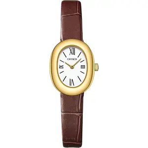 Women's Bracelet Gold Watch - Vintage Elegant Oval Bangle Watch - Gold Jewellery Style Quartz Wristwatch - Gift for Her