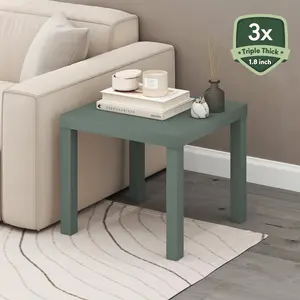 Sage Green Classic Cube-Shaped End Table - 1.8-in Thick Tabletop, Tool-Free Assembly, Practical Storage, Durable Matte Design for Bedrooms, Small Spaces, Cube-Shaped End Tables, Durable End Tables