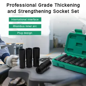 10-Pcs Standard Hex Socket Set, High-Hardness Tool Steel Sockets with Storage Case, Universal Drive Kit for Electric Impact Wrench Auto Repair