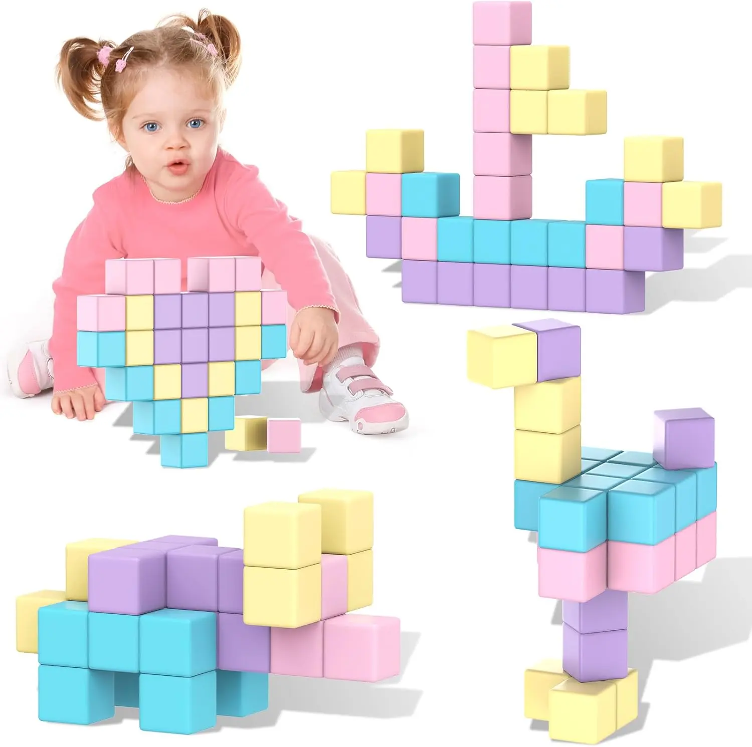 Halloween Fall Gift  Macaron Magnetic Building Blocks for Toddlers Ages 3-5 & 4-8 - 20pcs Magnetic Blocks with Strong Magnetism & Safe Design for Creative Play