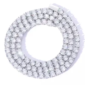 Unisex Hip-Hop Necklaces - European Micro Pave Zircon Tennis Chain, 3mm/4mm/5mm Multiple Widths, Spring Clasp, Fashion Costume Jewelry, Christmas Gift for Trend Enthusiasts