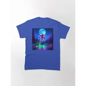 Neon Bigfoot Blacklight Style: A Luminous River Splash Classic T-Shirt