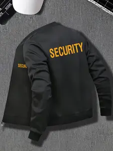 Men's Casual Stand Collar Hoodie Jacket, Spring & Fall Fashion Zipper Outerwear, Geometric Pattern Fitted Sweatshirt, Zipper Hooded Jacket