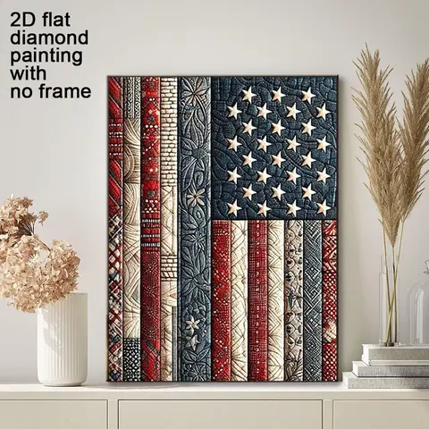 Creative American Flag Diamond Painting Kit, Independence Day Decorative Art, Home Decoration, Includes Tools, Perfect Gift for Craft Lovers, Diamond Painting For Gifts, Diamond Painting Design, Diy Handmade Crafts