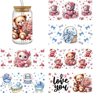 6pcs Horse Flower UV DTF Cup Wraps UV DTF Transfer Waterproof Customizable Stickers for Glass Cups Furniture Craft DIY Crafts Rub on Transfer Stickers for DIY Water Bottle Laptop Decal Wood Car (KQ1820)