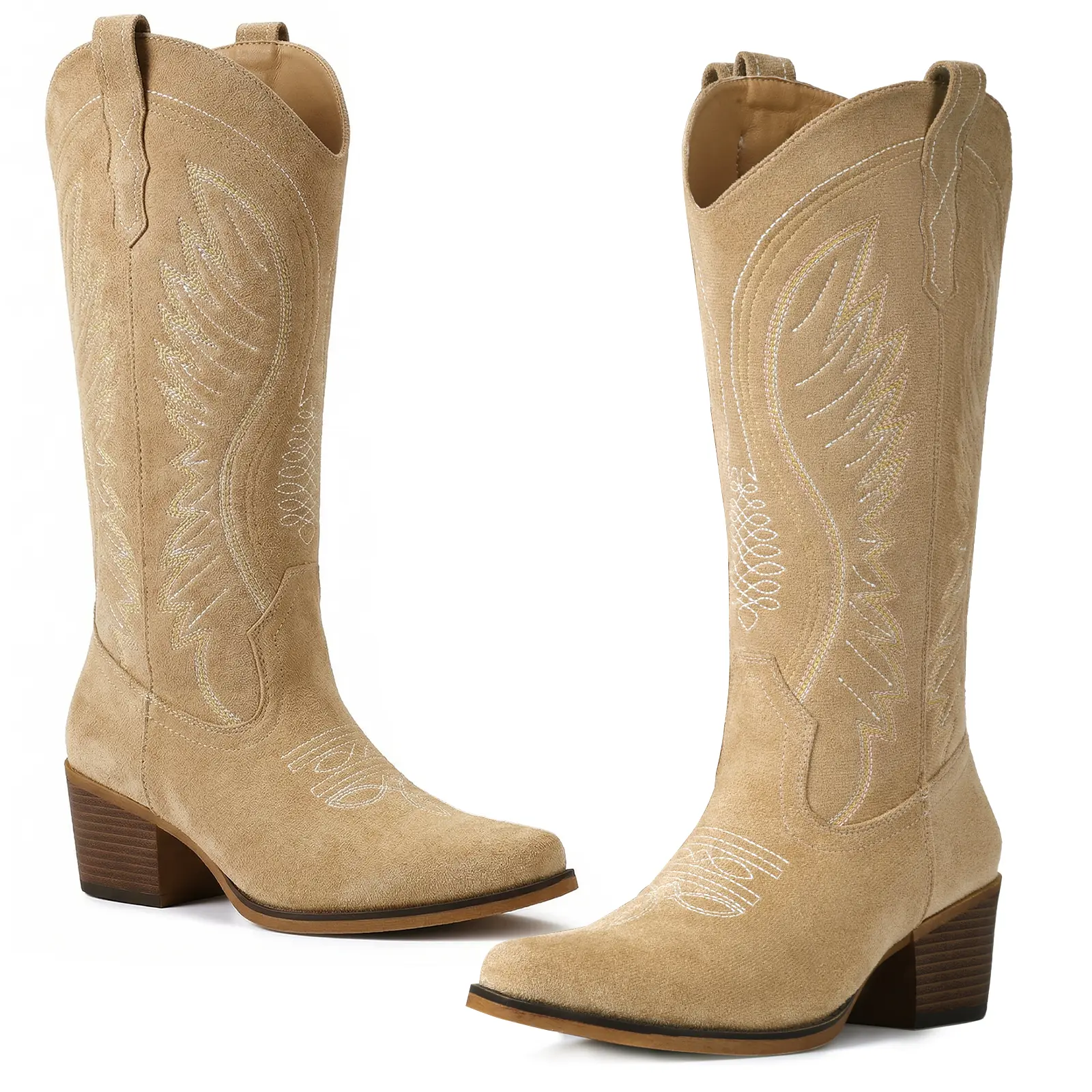 Women Low Heel Western Boots Pointed Toe Pull On Cowgirls  Cowboy Boots For Women Western Cowgirl Boots Pull On Pointy Toe Mid Calf main image 1