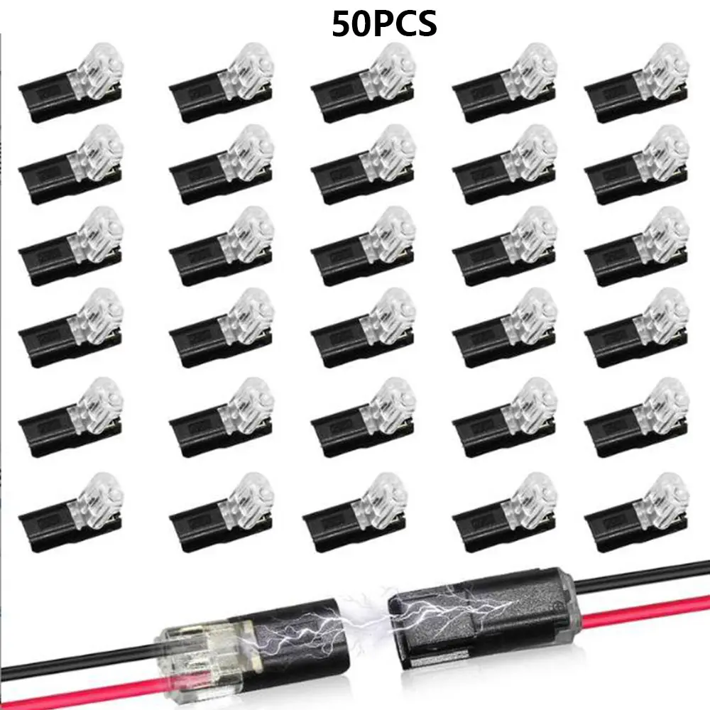 Double-Wire Plug-in Connector Led Light Strip Connectors 2 Pin, Low Voltage Wire Connector with Locking Buckle, Fast Connect Plugs Led Connectors for Strip Lights，Lead strip automotive wiring electricity Power Distribution Secure -YY