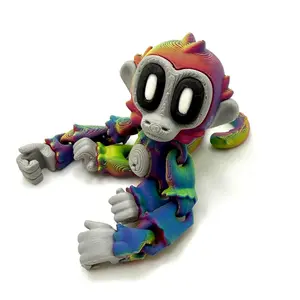 Mini Blob Monkey with 2 flower magnets 3d printed articulating figurine