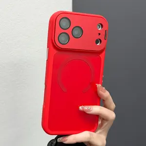 Simple Colorblock Matte Touch Magnetic Phone Case, Metal Lens Holder, Anti-Drop Protection, Fits iPhone 17 Pro Max, 16, 15, 14, 13, 12 Series