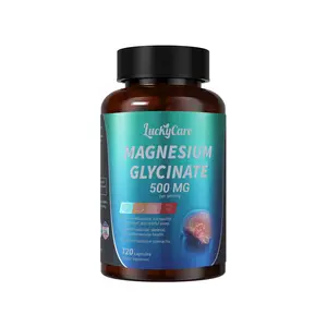 Luckycare Magnesium Glycinate 500mg, 120 Capsules for Sleep, Stress, Relaxation, Nerve, Muscle, Bone, Heart Health Supplement - Edible Vitamins Healthcare Dietary Fitness Bathroom