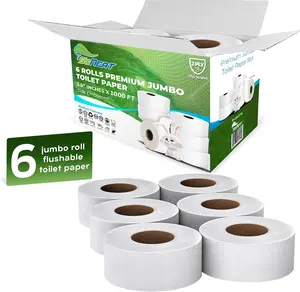 SoNeat 2-Ply Jumbo Toilet Paper Rolls 9” Commercial Bathroom Tissue Paper 1000 Ft Long Eco-Friendly Disposable with 6 Rolls in Box - Unscented, Sheet