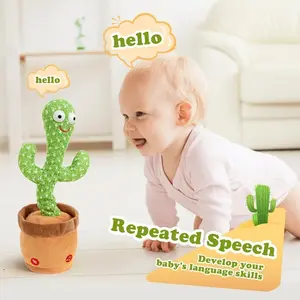 Interactive Dancing Cactus Toy Musical Light Up with 120 Songs, 15 Second Recording Function, LED Lights, Suitable for Kids and Infants, Requires Aa Batteries