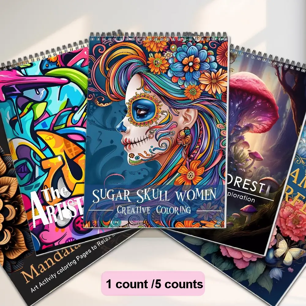 Sugar Skull Coloring Book Set, Creative Coloring, Art Materials, Art Supplies, Relaxing DIY Art Therapy, Perfect Gift for Teens & Adults, Ideal for New Year, Valentine's Day, Halloween, DIY Painting
