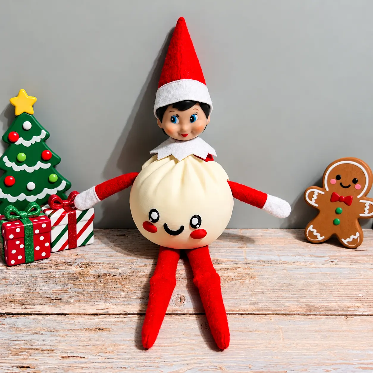 Dumpling Elf Accessory – Funny Christmas Elf Prop, Festive Holiday Elf on the Shelf Setup Accessory, Cute Dumpling Costume for Christmas Elf Antics