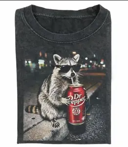 Cool Raccoon Graphic Tee, Fun Animal Lover Shirt, Vintage Raccoons Dr Pepperr shirt, Funny Meme Genz Dank Raccoons Shirt