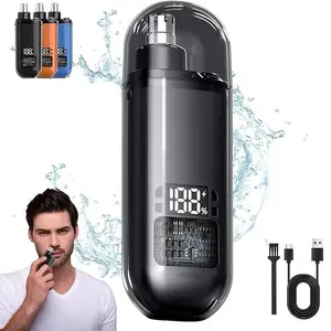 Nose Hair Trimmer for Men Women, Rechargeable Trimmer, Painless Eyebrow Facial Hair Shaver, LED Display Nose Clipper, Waterproof Dual Edge Blades Clipper for Easy Cleaning