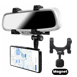 Magnetic Car Phone Holder Magnet 360° Rotatable Rear View Mirror Phone Mount Adjustable Multifunctional , Universal Fits for iPhone 15 14 13 12 11 Pro Max,for Samsung Galaxy S24 S23 S22 S21 S20 S10+ S9+ Note 9 Smartphone Accessories