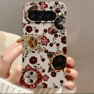 Cats Flowers Pattern Cute Film Hard Phone Case Suitable for Google Pixel 9 Pro XL/9 Pro 5G/9/ 8 Pro/ 8/ 8A/ 7 Pro/ 7/ 7a/10/10 Pro/10 Pro XL, The Perfect Smart Phone Cover Gift for Birthdays, Boys & Girls