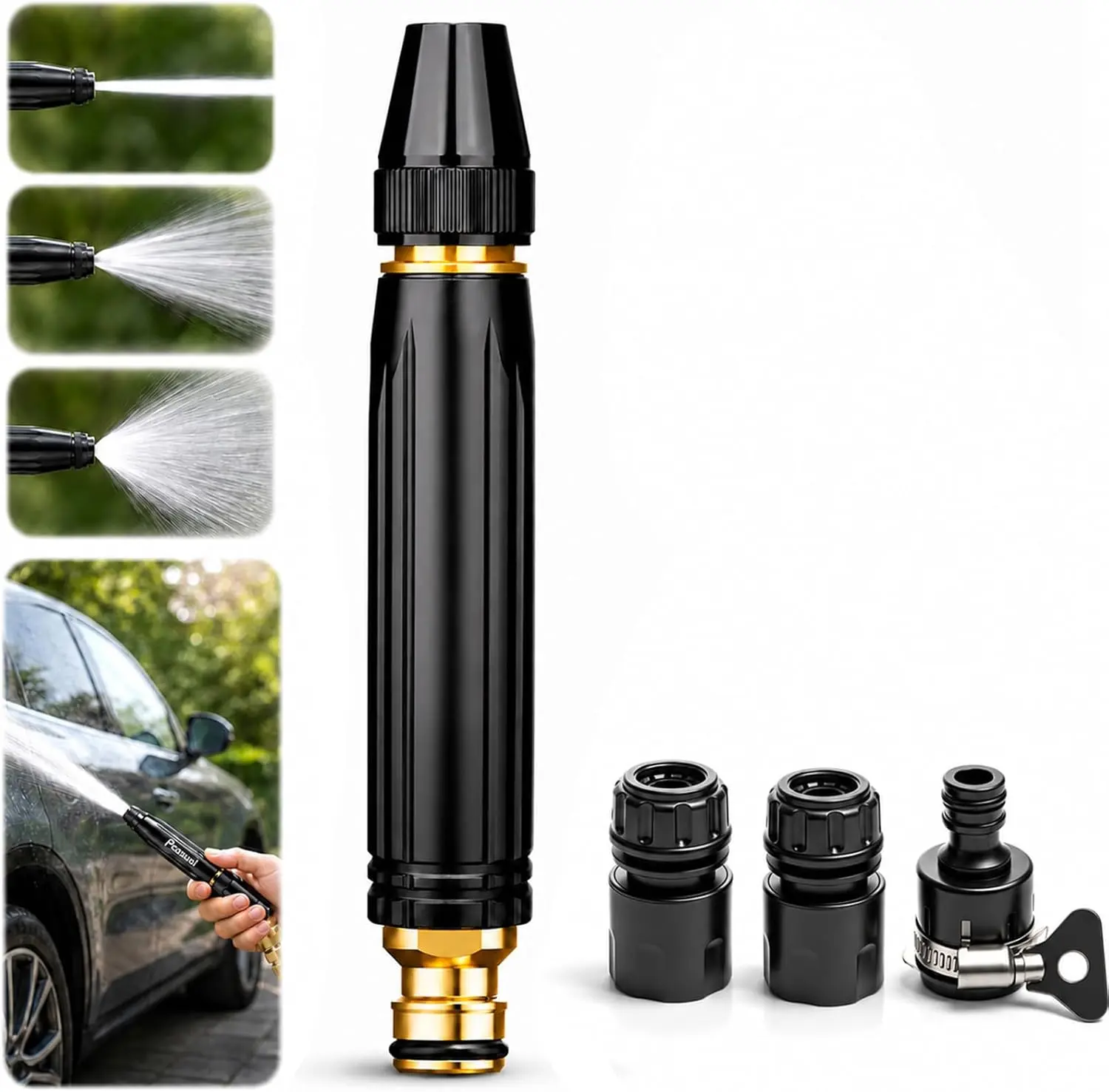 2026 Home High-Pressure Car Wash Water Gun with Booster Nozzle, Car Wash Water Gun Garden Hose Sprayer, 3 Adjustable Spray Patterns, for Watering Plants, Vegetables, Car Washing (Pacifier Interface)