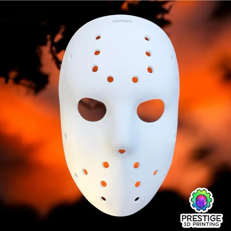Prestige 3D Printing Hockey Mask - White or White with Red Accents and Vent Holes Skin Repair