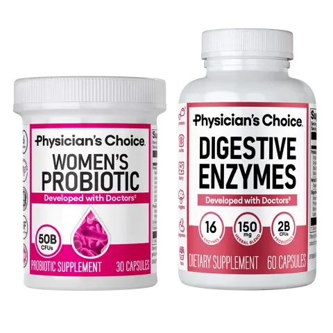 Physician's Choice Inner Harmony Duo: Daily Digestion, Bloating, Immune & Urinary Tract Support for Women with Women's Probiotic + Digestive Enzymes