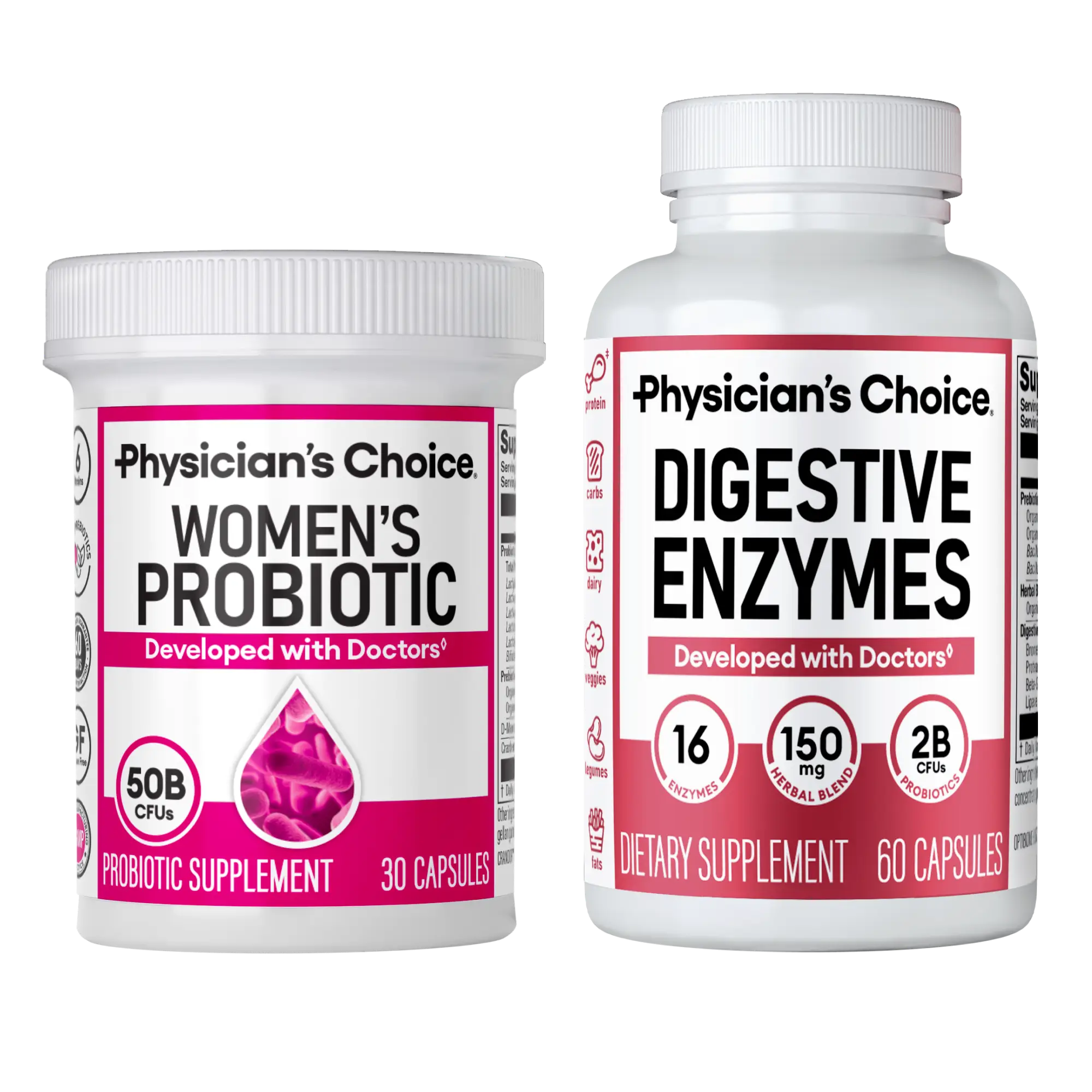 Physician's Choice Inner Harmony Duo: Daily Digestion, Bloating, Immune & Urinary Tract Support for Women with Women's Probiotic + Digestive Enzymes