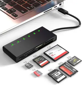 USB C Multi Card Reader, SD/TF/CF/XD/MS Type-C 5Gps High Speed 7-in-1 XD Picture Card Reader for SDXC SDHC TF  SD CF MS MMC Card,  Memory Stick  Duo Adapter Read 5 Cards Simultaneously