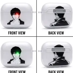 Toji Fushiguro Anime AirPods Case with Keychain, Frosted PC Protective Cover for AirPods Pro, Jujutsu Kaisen Manga Earbuds Case Gift for Him Her