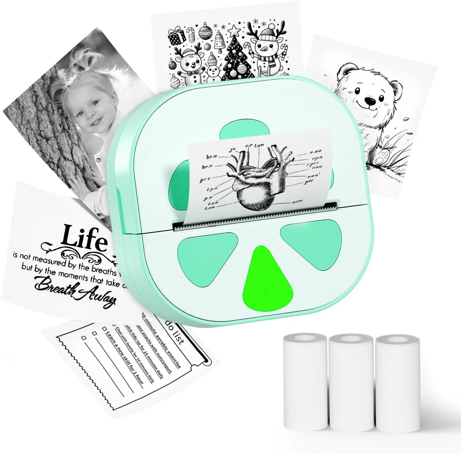 Mini Sticker Printer, D20 Portable Bluetooth Inkless Thermal Sticker Maker Machine with 3 Rolls Paper, Pocket Print Pods Label Maker for iphone, Impresora Portátil for Study Note, DIY, Kids Gift LED Touchscreen