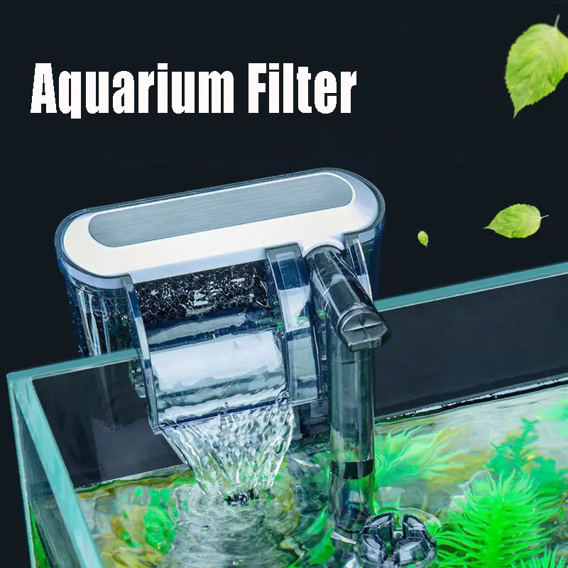 Mini Aquarium Pump, Wall-Mounted Vertical Mount Adjustable Quiet Operation Low Power Compact Stylish with Rotating Inlet for Small Tanks Waterfall Circulation & Oil Skimmer Purification