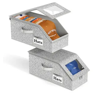 Stackable baseball cap storage box, can hold 24 hats, suitable for men, classic style, wardrobe organizer, multi-purpose storage organizer, saves space and keeps things tidy, dedicated hat storage to say goodbye to clutter