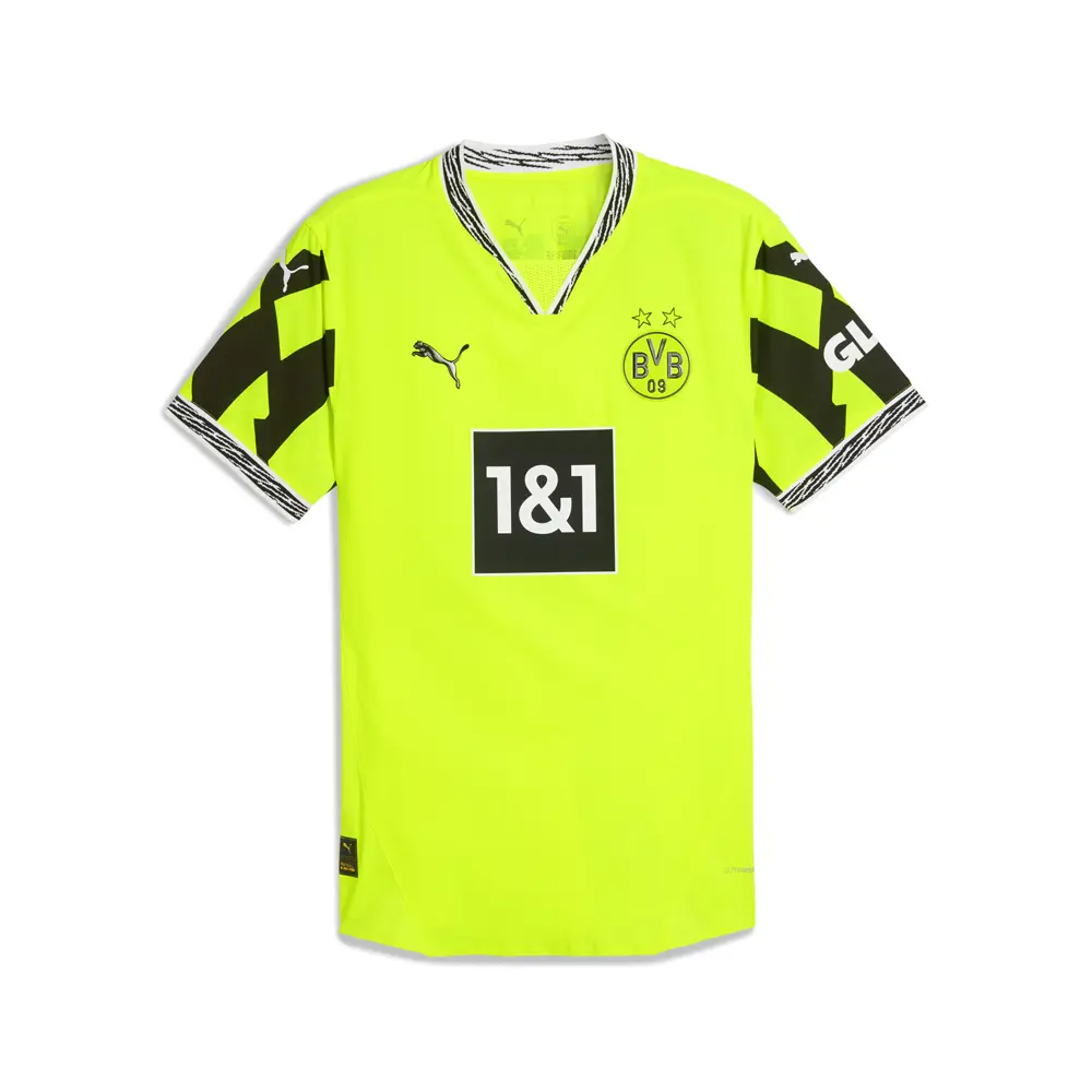 PUMA Mens Bvb Anniversary V-Neck Short Sleeve Replica Jersey Casual - Yellow