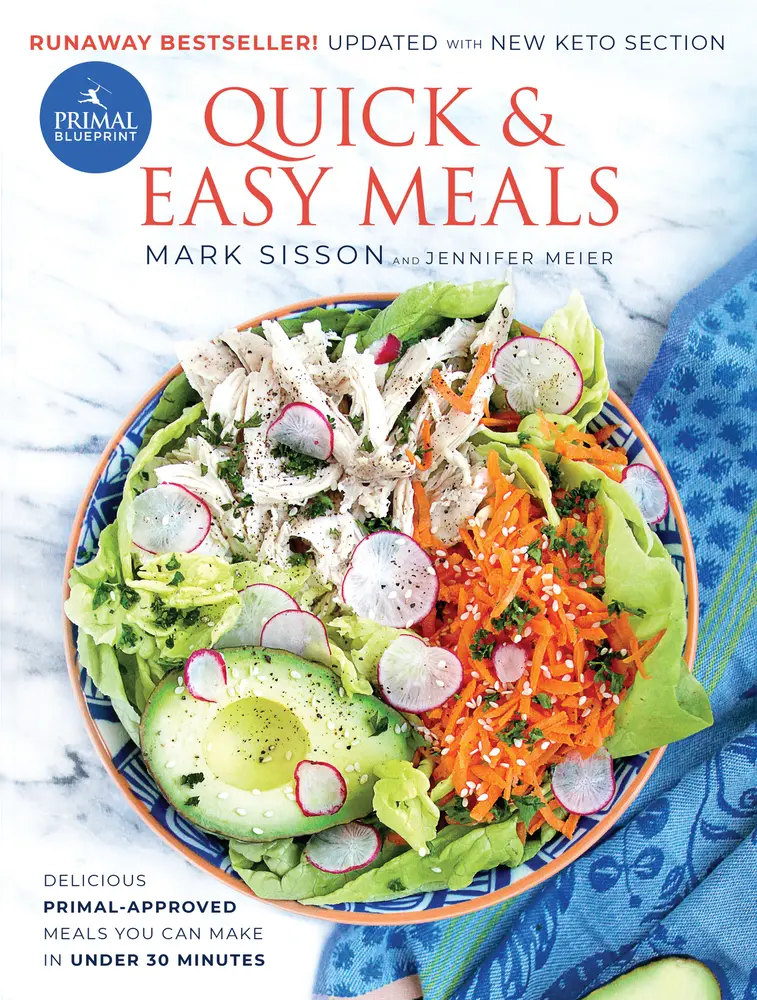 Used Hard Cover Meal Prep Cookbook - Primal Blueprint Quick and Easy Meals: Delicious, Primal-Approved Easy Recipe Dishes for Healthy Eating You Can Make in Under 30 Minutes by Jennifer Meier (English), 1.83 Pounds