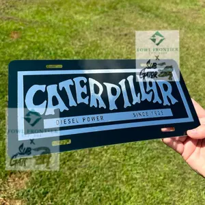 CAT Heavy Equipment Diesel Power Black and Chrome  Vintage License Plate