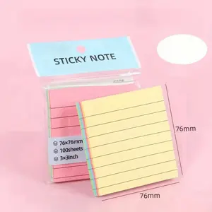 Lined Sticky Notes, Square Self-Adhesive Memo Pads, 200 Sheets Lined Self-Stick Note Pads, Removable Traceless Sticky Notes for Office School Home Study Work Meeting Reminder, Easy to Post on Wall Desk Notebook Calendar