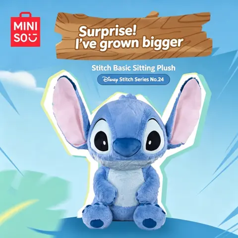 MINISO Disney Stitch 24th Anniversary Edition Commemorative Sitting Plush - Soft Stuffed Collectible, Cute Stitch Tribute, Anime Plushies, Plushies, Huggable Cartoon Toy, Back to School Gift, Soft Huggable