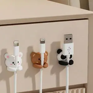 3-Pack Desktop Cable Management Clips, Cable Management Kit, Self-Adhesive Wire Organizer for Desk, Bedside, Wall, Car, Dormitory, Office, Cute Earphone Cord Holder
