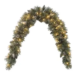 6' Glittery Bristle Pine Mantel Swag with ClearLights