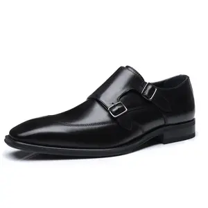 Men's Wingtip Monk Strap with Memory Foam — Black